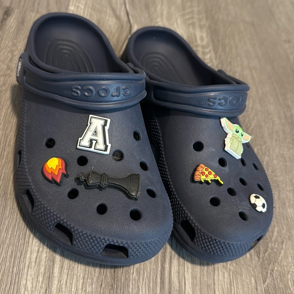 Navy CROCS with Jibbits